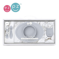 Komplet pierwszych naczyń silikonowych First Foods Set pastelowa szarość EUFFP003-EZPZ