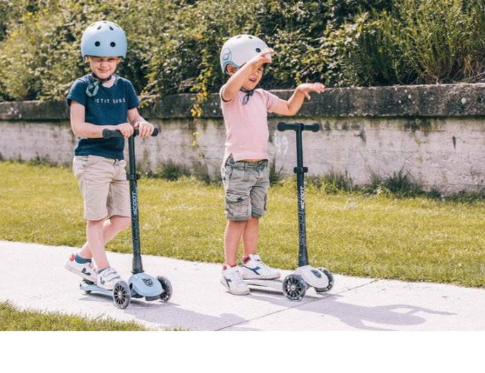 Zestaw SCOOTANDRIDE Kask + Highwaykick 3 LED hulajnoga składana ze świecącymi kółkami 3+ Ash