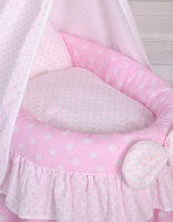 Kosz Mojżesza dla lalek Pink dot 2159553-My Sweet Baby, zabawki dla dziewczynek