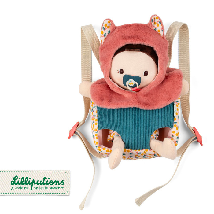 Lalka Dzidziuś Jeanne w nosidełku z akcesoriami Lilliputiens 83634