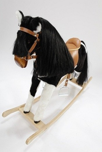 Łaciaty koń na biegunach Miłka, zabawka dla trzylatka