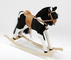Łaciaty koń na biegunach Miłka, zabawka dla trzylatka