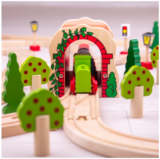 Drewniany, ceglany tunel do kolejki, BJT135-Bigjigs Rail