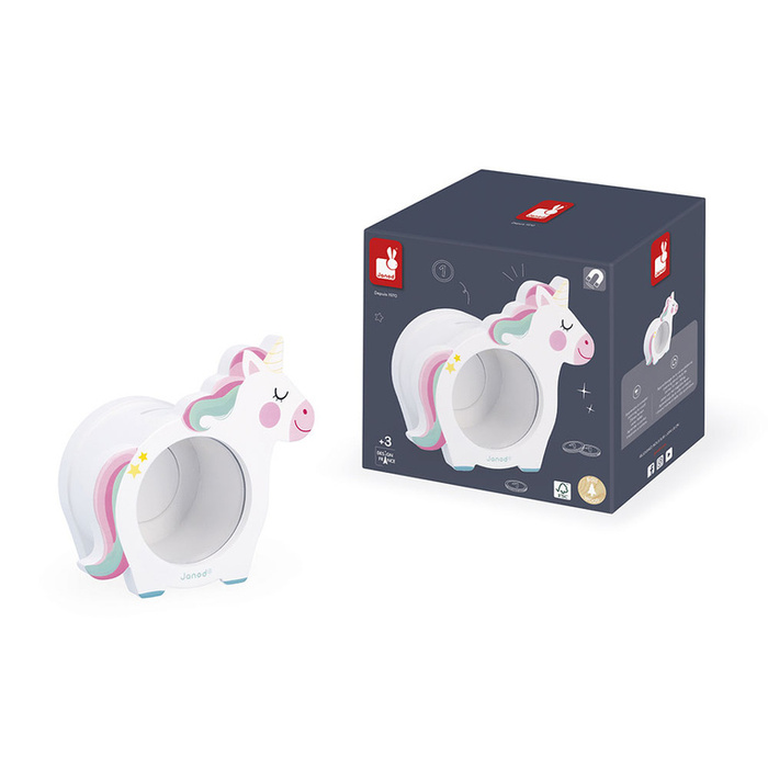 Skarbonka dla dzieci w kształcie jednorożca drewniana Janod J04655