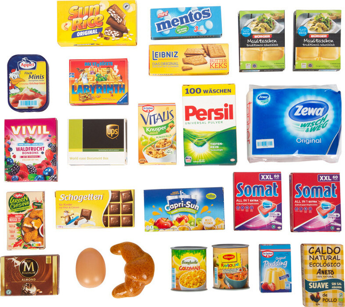 Koszyk sklepowy z artykułami znanych marek 9559-Small Foot, zabawa w sklep