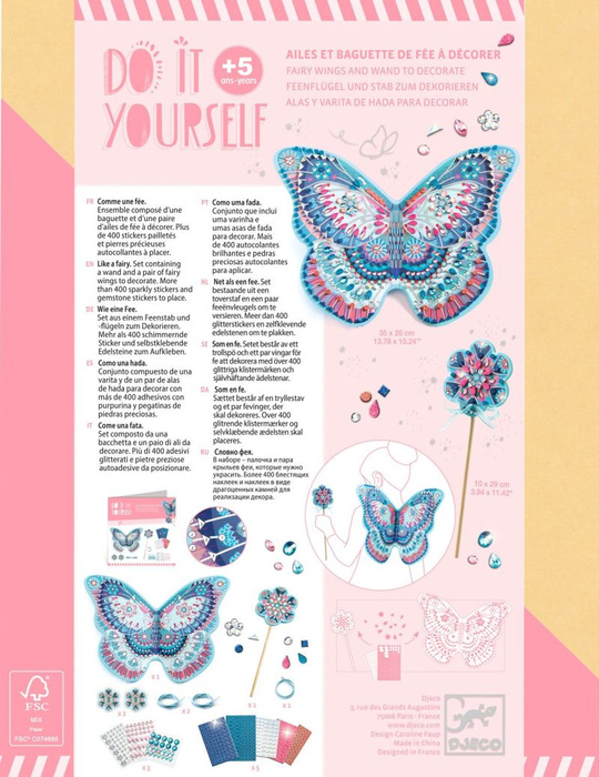 Skrzydła wróżki z różdżką Zestaw kreatywny zrób to sam Djeco DJ07939