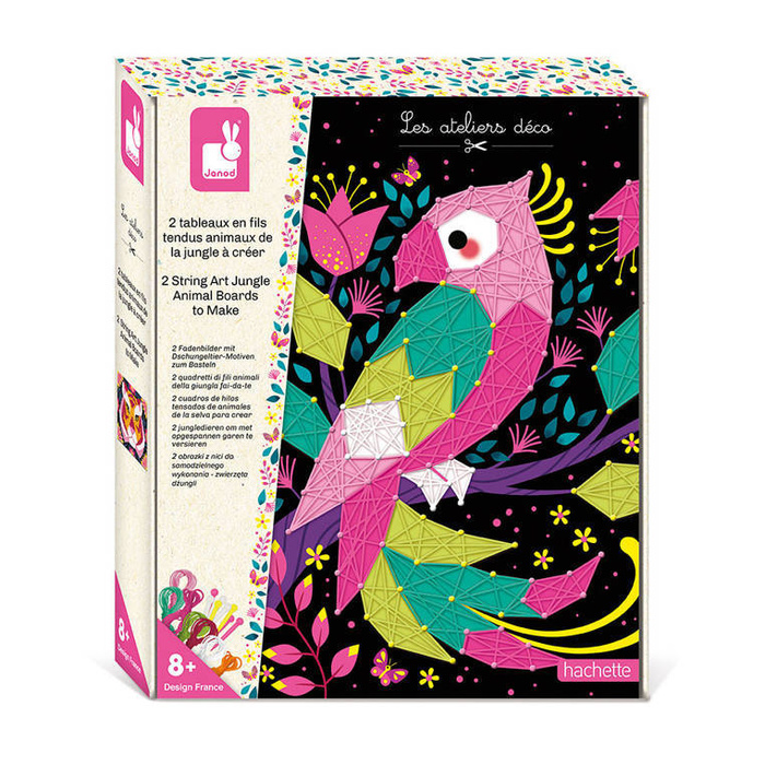 Zestaw kreatywny Przeplatanka 3D String art Zwierzęta dżungli 300 elementów Janod J07970
