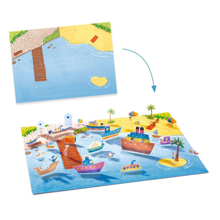 Naklejki dla dzieci 3D do wielokrotnego użycia POJAZDY Djeco DJ00043 kreatywne zabawki