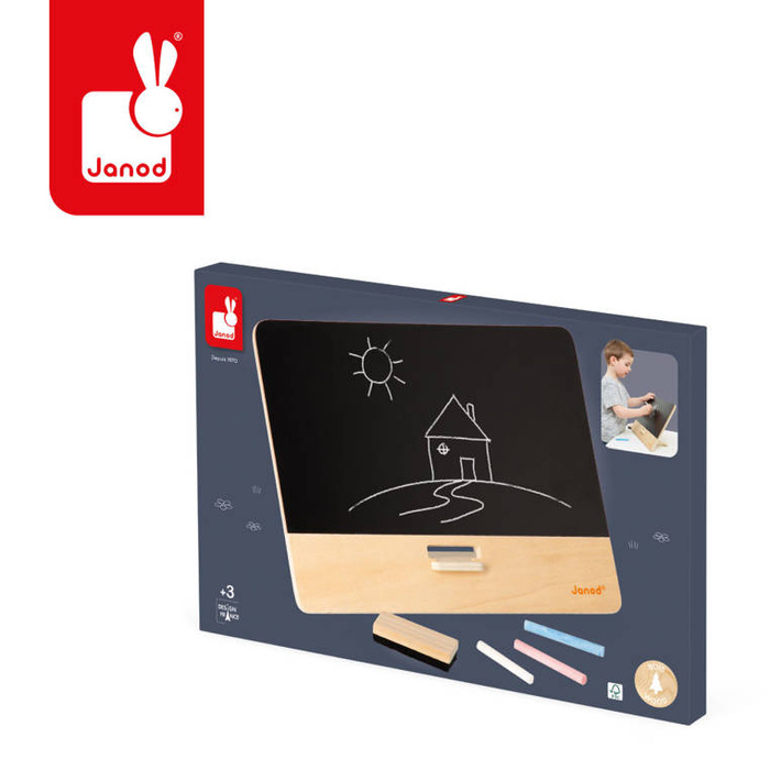 Tablica drewniana stołowa nablatowa z podpórką i akcesoriami Janod J09636