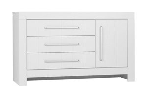 Biała Komoda 3 szufladowa + 1 drzwi Pinio Calmo