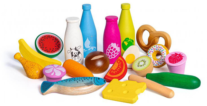 Drewniane produkty spożywcze Big Box Junior 28026 Erzi zabawa w sklep kuchnię