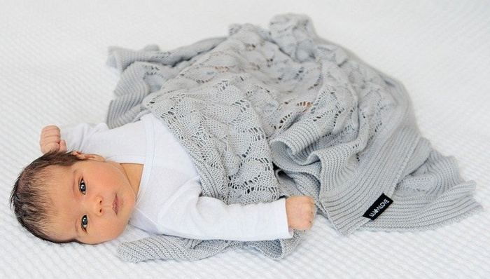 Kocyk ażurowy Boho szary LL5763-Lullalove, kocyki dla dzieci