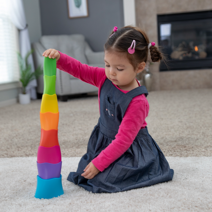 Kolorowe klocki cylindryczne do układania Wieża SpiroKu Fat Brain Toys FA318-1