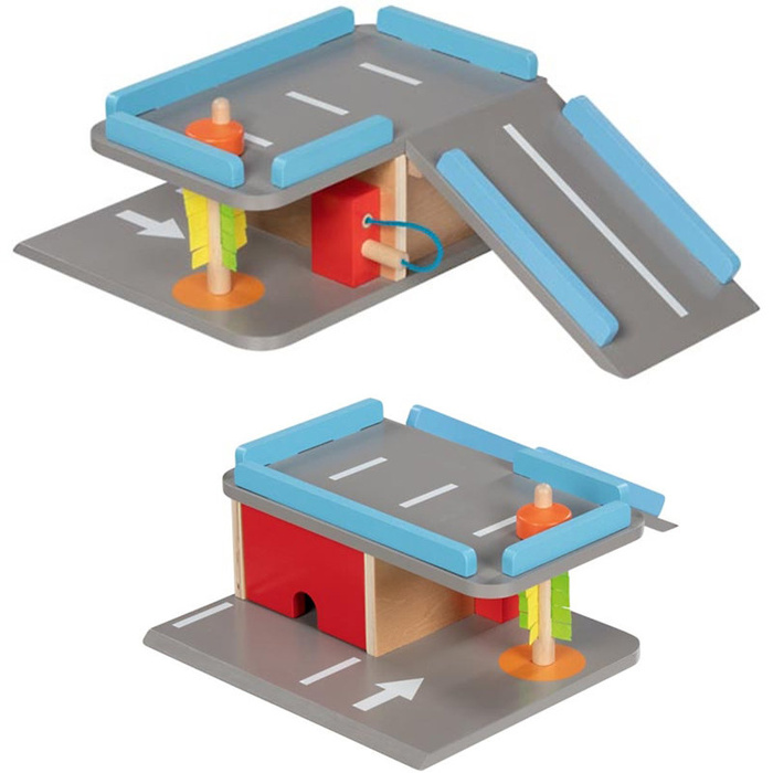 Parking drewniany dla autek 2 poziomy Goki 53802 kompaktowy garaż