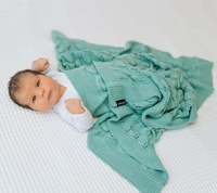 Kocyk ażurowy Boho szałwia LL5770-Lullalove, kocyki dla dzieci