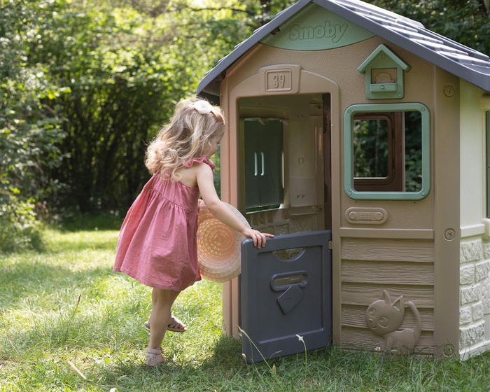 Domek ogrodowy Smoby 810503 Green Jura z bioplastiku przestronne Wnętrze do kreatywnej zabawy