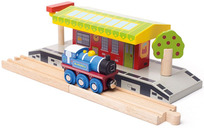 Drewniany pociąg parowóz Bluebell Bigjigs Rail BJT423 kolejki dla dzieci
