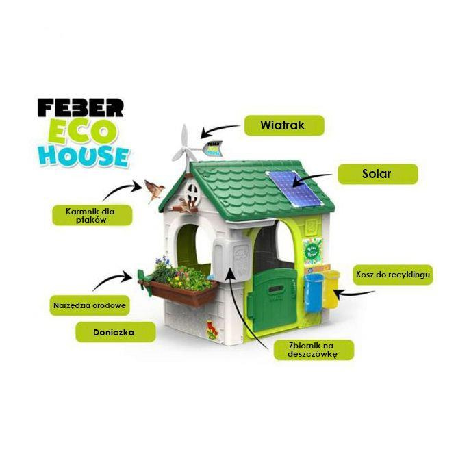 Domek ogrodowy Eco FEBER 13004 Karmnik Segregacja odpadów Imitacja panelu słonecznego do kratywnej zabawy dla dzieci