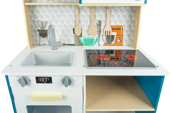 Kuchnia drewniana dla dzieci Plastry miodu, efekty dźwiękowe i świetlne