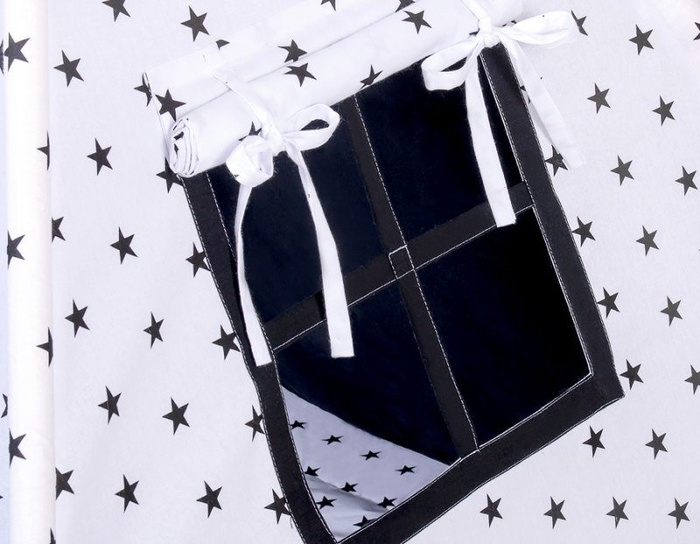 Biały z czarnymi gwiazdami namiot dziecięcy z matą i poduszkami 759TISET-Bobono, Tipi dla dzieci