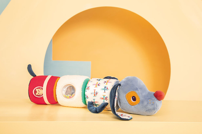 Wałek dźwiękowy 4-elementowy Piesek Jules Lilliputiens 83629  zabawki sensoryczne dla niemowląt i dzieci