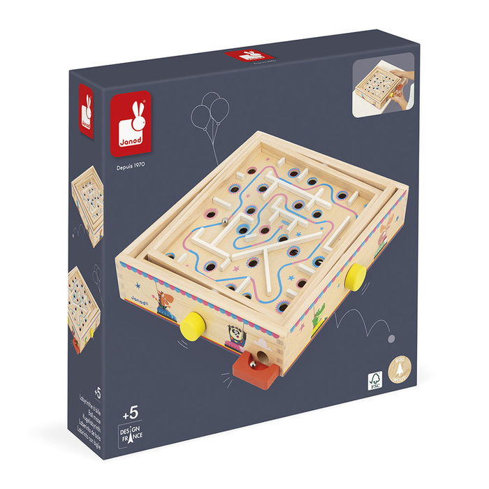 Gra zręcznościowa Labirynt Ball Maze Applepop Janod J03371 drewniane zabawki dla dzieci