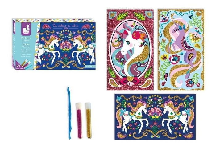 Zestaw kreatywny Magiczny brokat Jednorożce 7+, Janod J07883