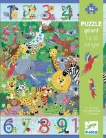 ,,Dżungla 1 do 10" - kartonowe puzzle gigant 54 el DJ07148-Djeco, układanki i puzzle dla dzieci