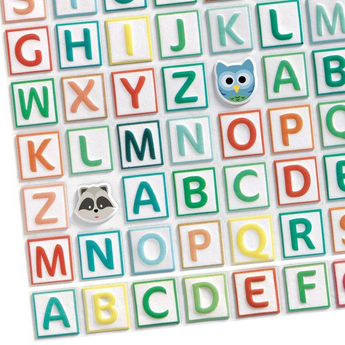 Zestaw naklejek wypukłych ALFABET DJ09078-Djeco, naklejki dla dzieci