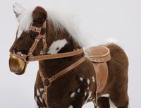 Duży, brązowy koń na biegunach XL w białe plamy