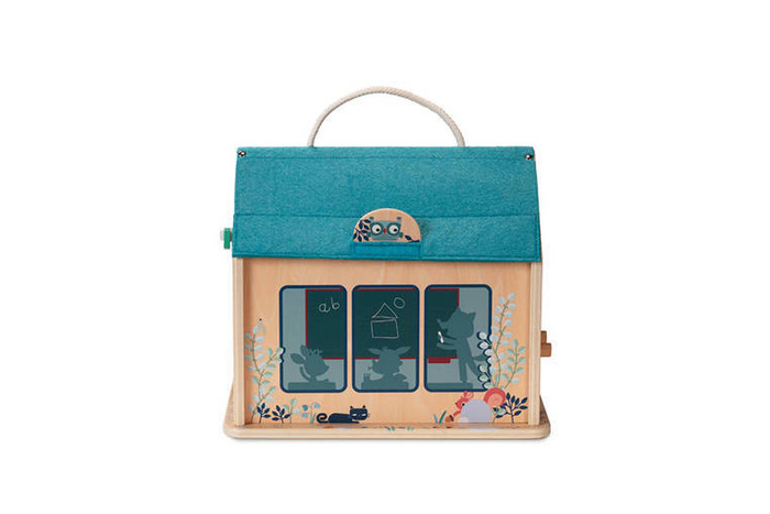 Drewniana wielofunkcyjna rozkładana Szkoła z 3 figurkami i akcesoriami 83422 Lilliputiens