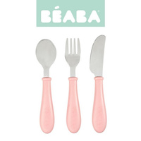 Sztućce dla dzieci ze stali nierdzewnej Old Pink Beaba 913462