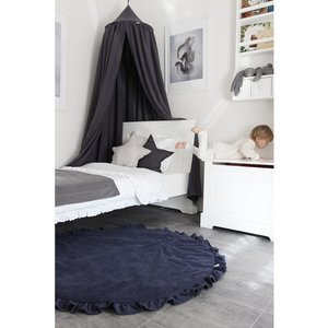 Lniana mata z falbanką grafit PN13205-Cotton Sweets, pokój dziecka