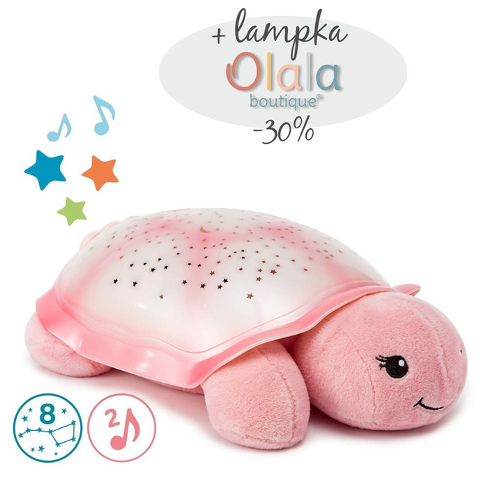 Lampka nocna z projekcją świetlną Cloud b® Twinkling Twilight Turtle™ Aqua CLTT-7323-T2 Żółw różowy dla najmłodszych