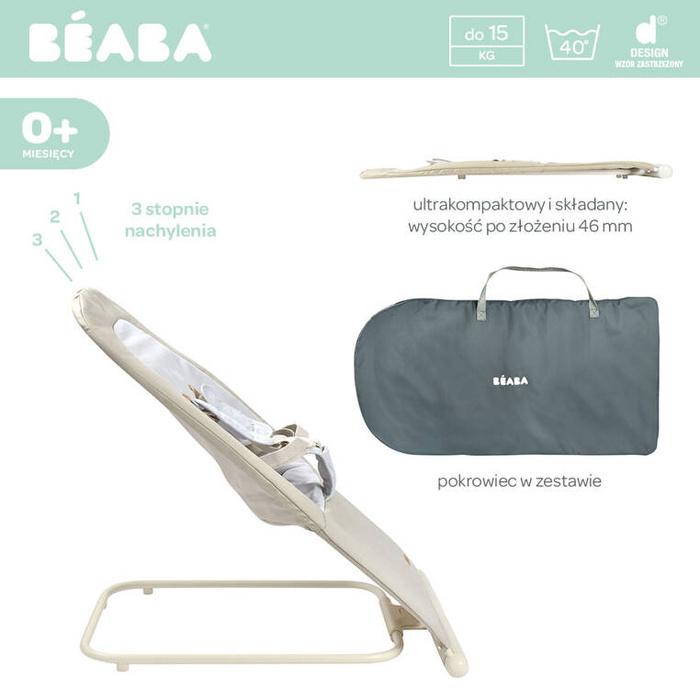 Leżaczek bujaczek składany Eazy Relax Greige Beaba 915056
