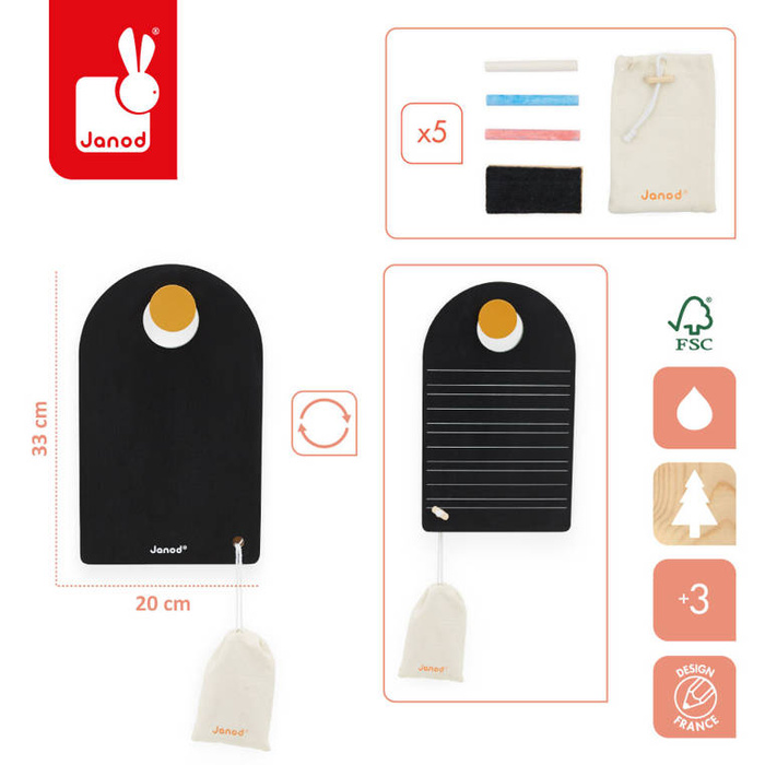 Przenośna dwustronna tablica z akcesoriami Janod J09634