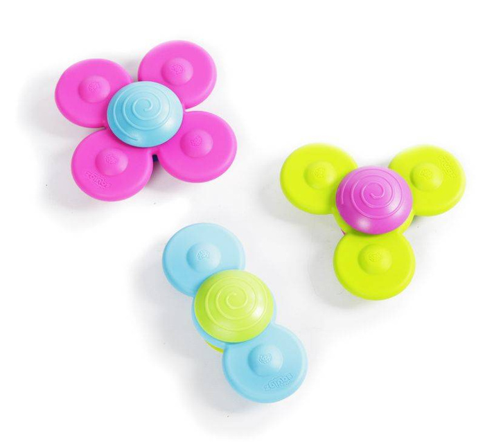 Wirujące spinnery Whirly Squigz na przyssawki FA210-1 Fat Brain Toy, zabawki dla niemowląt