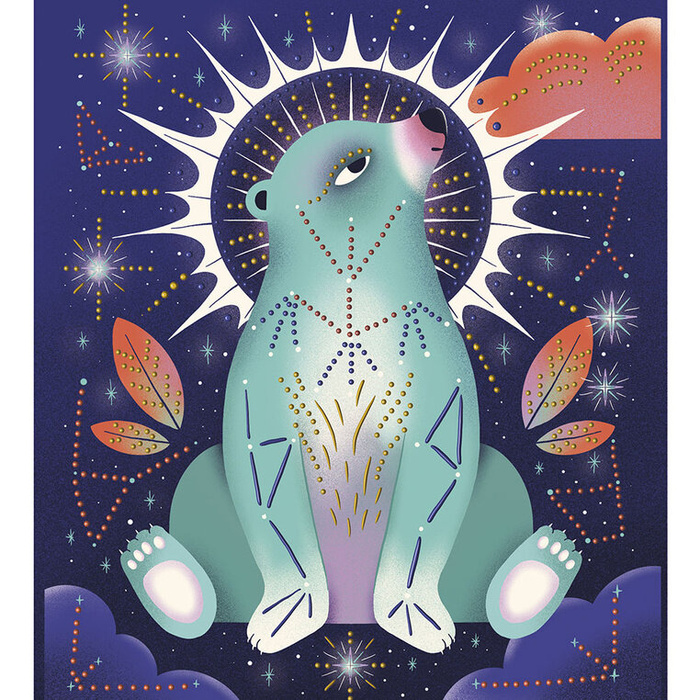 Zestaw kreatywny z farbkami Malowanie kropkami Puentylizm 3D Kosmiczne zwierzęta Janod J09168
