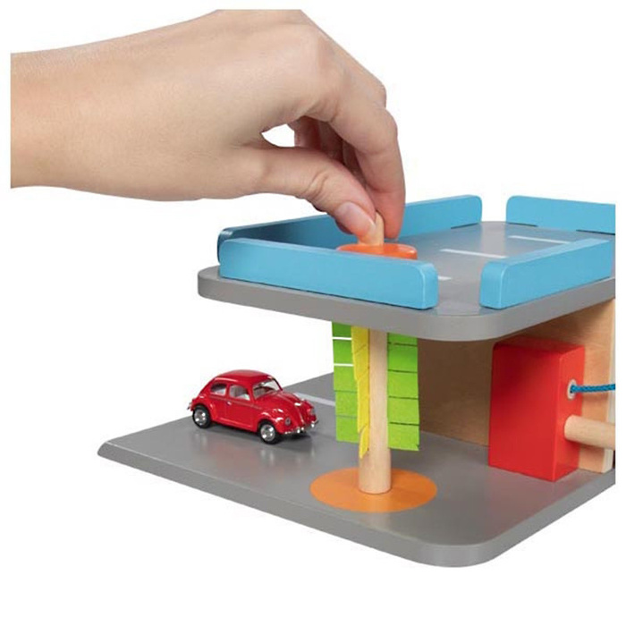 Parking drewniany dla autek 2 poziomy Goki 53802 kompaktowy garaż