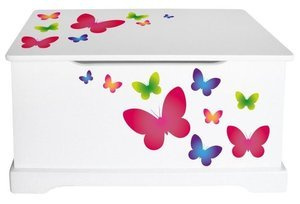 Pojemnik na zabawki skrzynia i ławka Motylki, drewniane meble dla dzieci