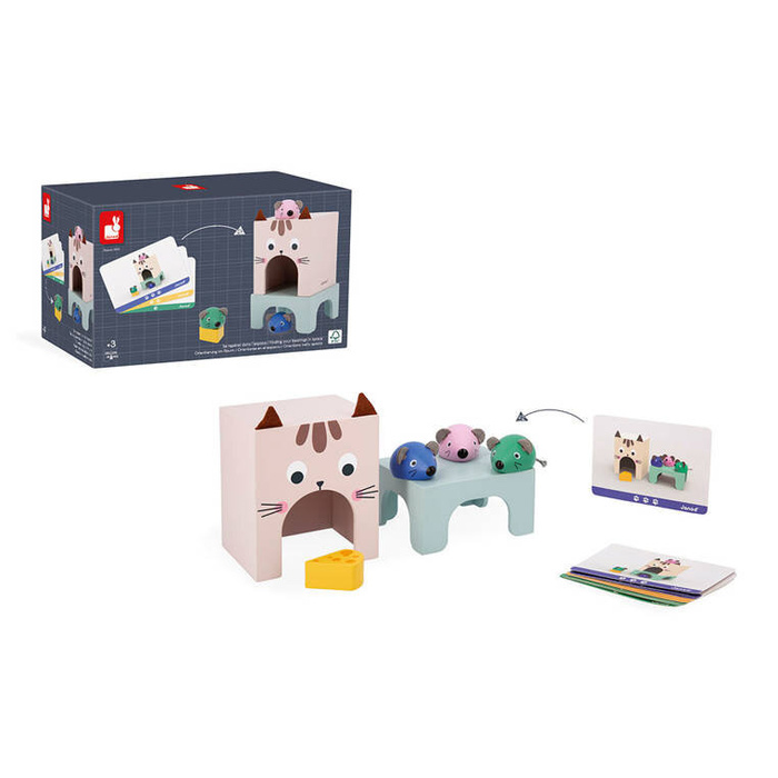 Drewniana układanka Orientacja w przestrzeni Kot i mysz J05078 Janod