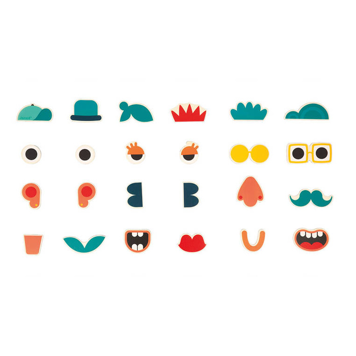 Zestaw drewnianych magnesów Portrety 24 szt. Janod J09644