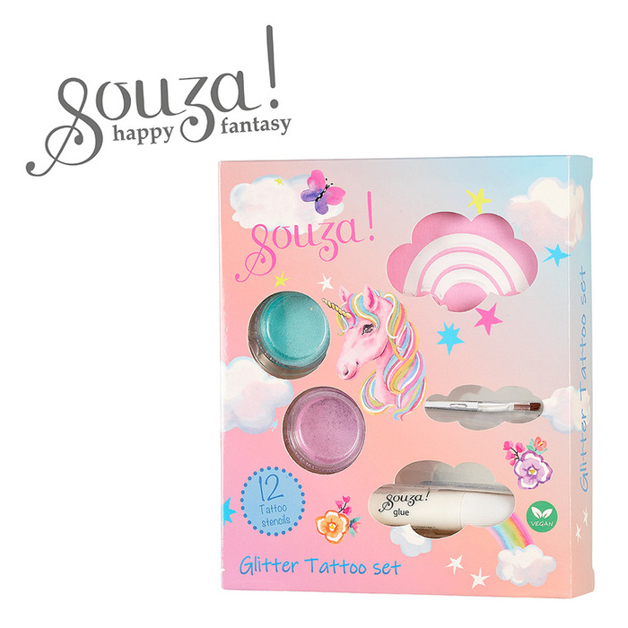 Tatuaże brokatowe z szablonami dla dzieci 12 el. Jednorożec Souza! 107149