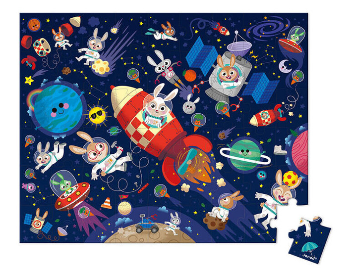 Puzzle w walizce Rakieta kosmiczna 54 elementy J02545 Janod