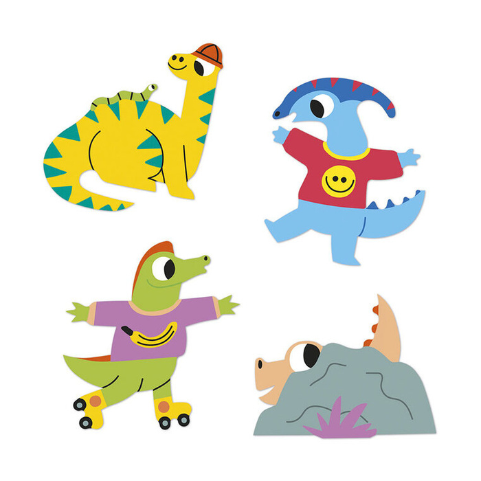 Naklejki wielorazowe neonowe 100 sztuk Dinozaury Janod J09189