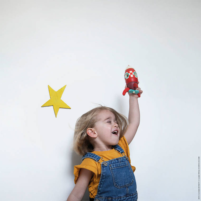 Drewniana, mała, magnetyczna rakieta, "Czerwona strzała", JND05207-Janod, zabawki dla chłopców