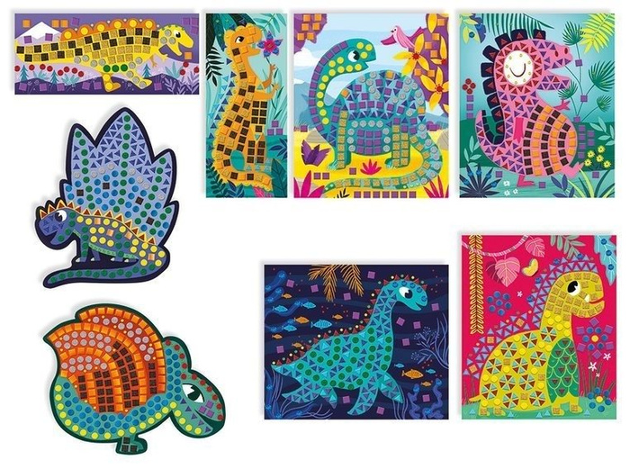 Zestaw kreatywny Mozaika Dinozaury 4+, Janod J07903