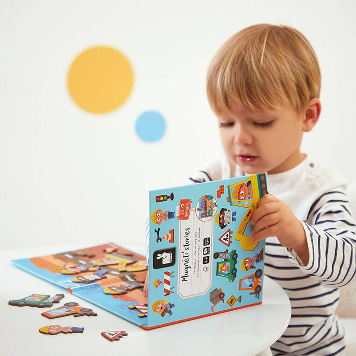 Magnetyczna rozkładana układanka Na placu budowy Magneti'stories J05454 Janod