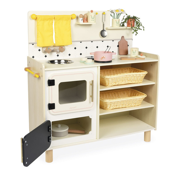 Duża kuchnia drewniana dla dzieci z 19 akcesoriami Shiny Grandma Janod J06642