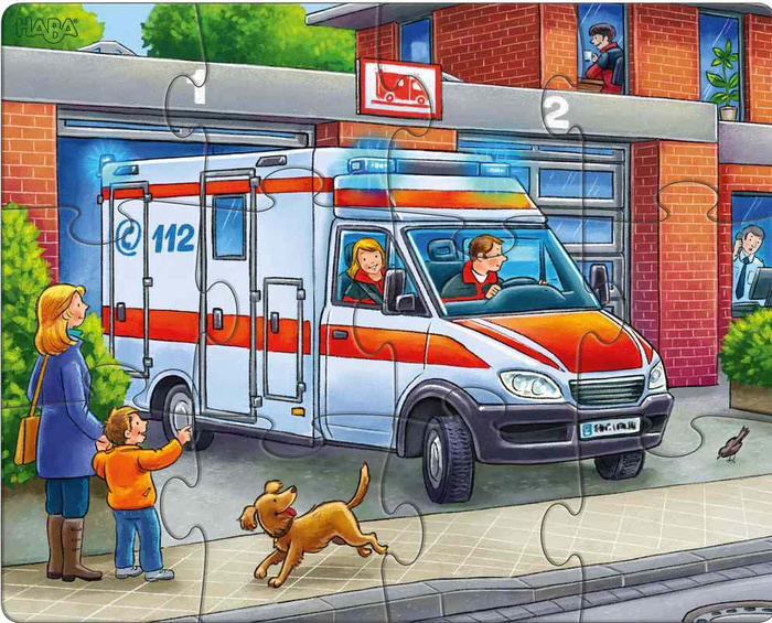 Puzzle dla dzieci Służby Mundurowe 3w1 HB302759-Haba, puzzle tekturowe